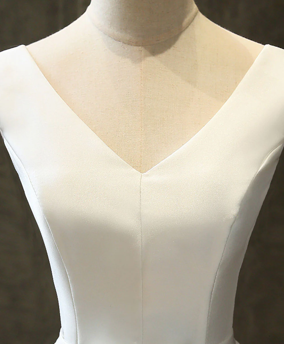 Simple V Neck White Short Prom Dress White Homecoming Dress - Deanwangkt