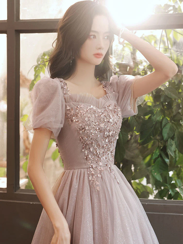 Pink tulle Lace Short Prom Dress, Pink Homecoming Dress - Deanwangkt