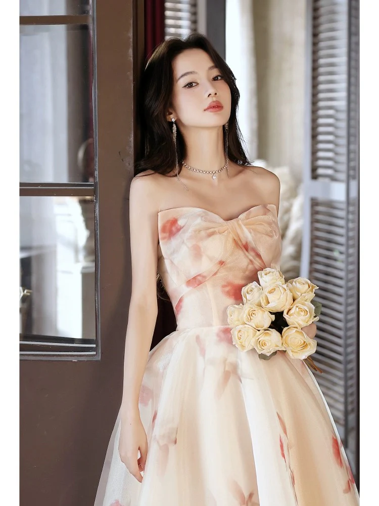 A_line Sweetheart Neck Champagne Long Prom Dress, Champagne Long Formal Dress - Deanwangkt
