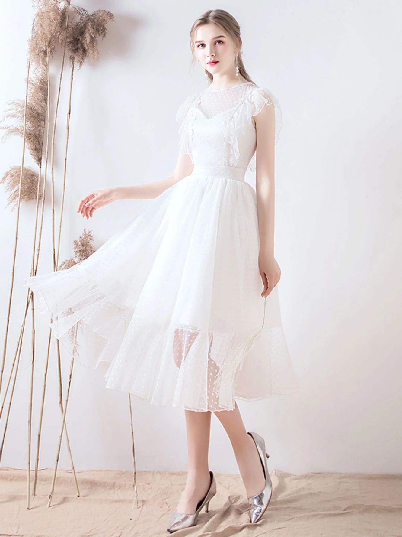 White Tulle Short Prom Dress, Tulle Lace Short Bridesmaid Dresses - Deanwangkt