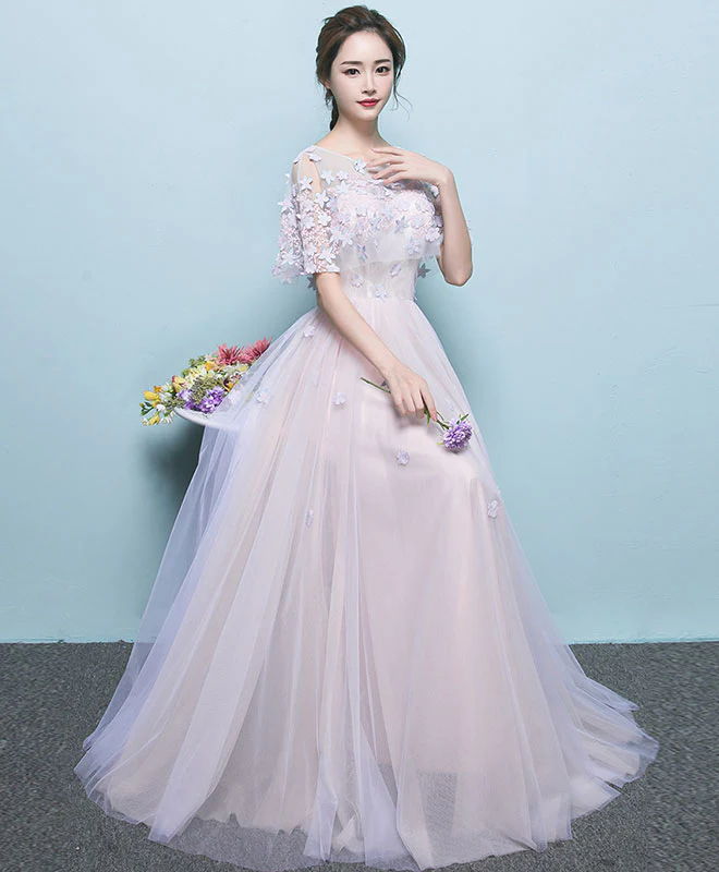 Simple Tulle Lace Long Prom Dress, Tulle Evening Dress - Deanwangkt