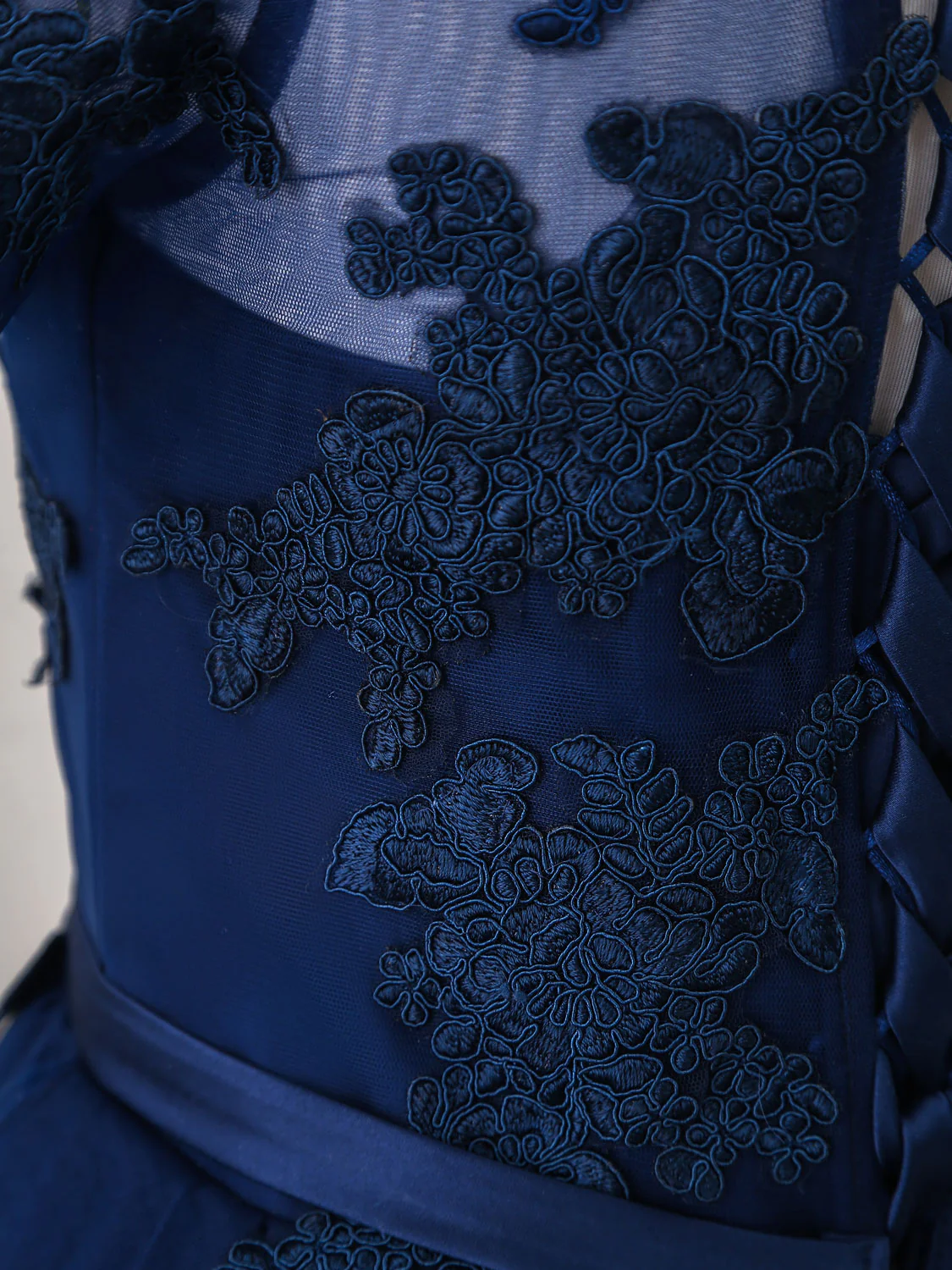 Dark Blue Tulle Lace Short Prom Dress, Dark Blue Homecoming Dress - Deanwangkt