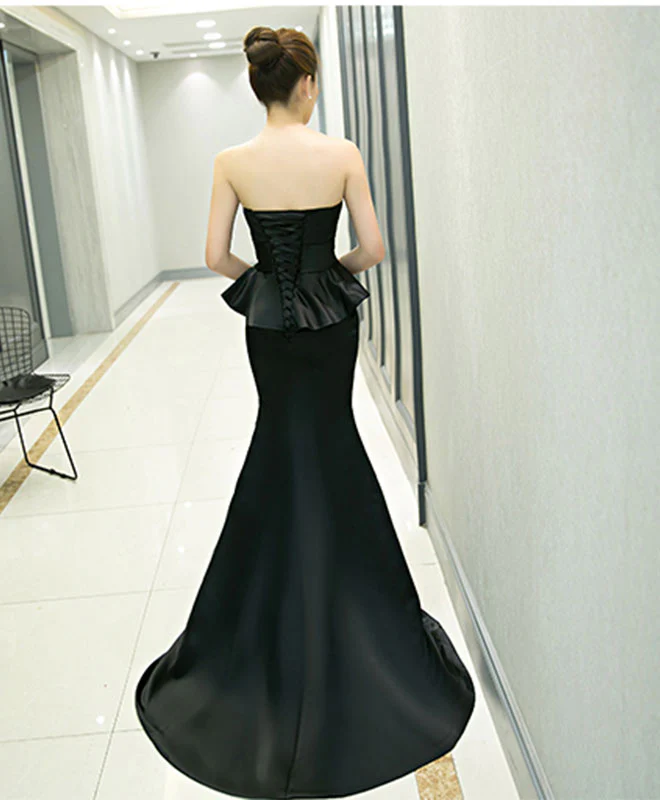 Unique Black Mermaid Long Prom Dress, Black Evening Dress - Deanwangkt