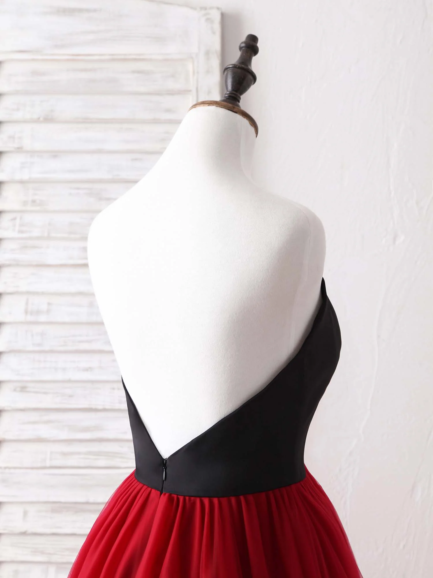 Simple Sweetheart Burgundy Tulle Long Prom Dress, Evening Dress - Deanwangkt