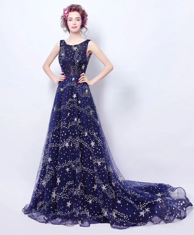 Blue Long Prom Dress, Blue Evening Dress, Formal Dress - Deanwangkt