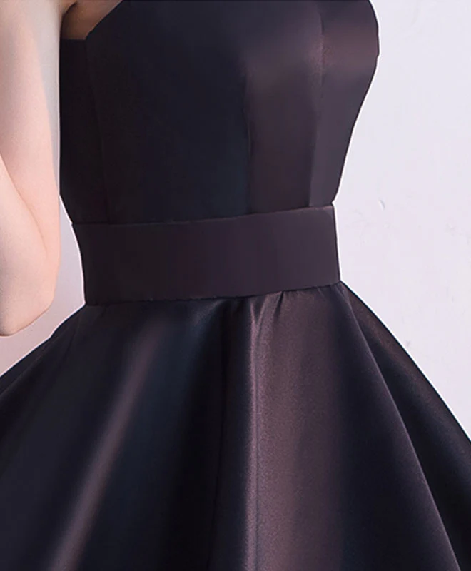 Simple Black Satin Short Prom Dress, Homecoming Dress - Deanwangkt