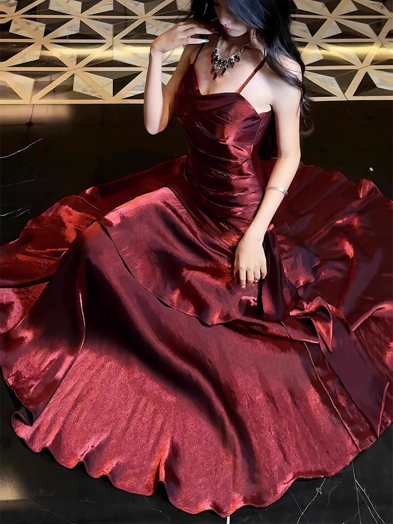 Simple Sweetheart Burgundy Prom Dress, Burgundy Party Dress - Deanwangkt