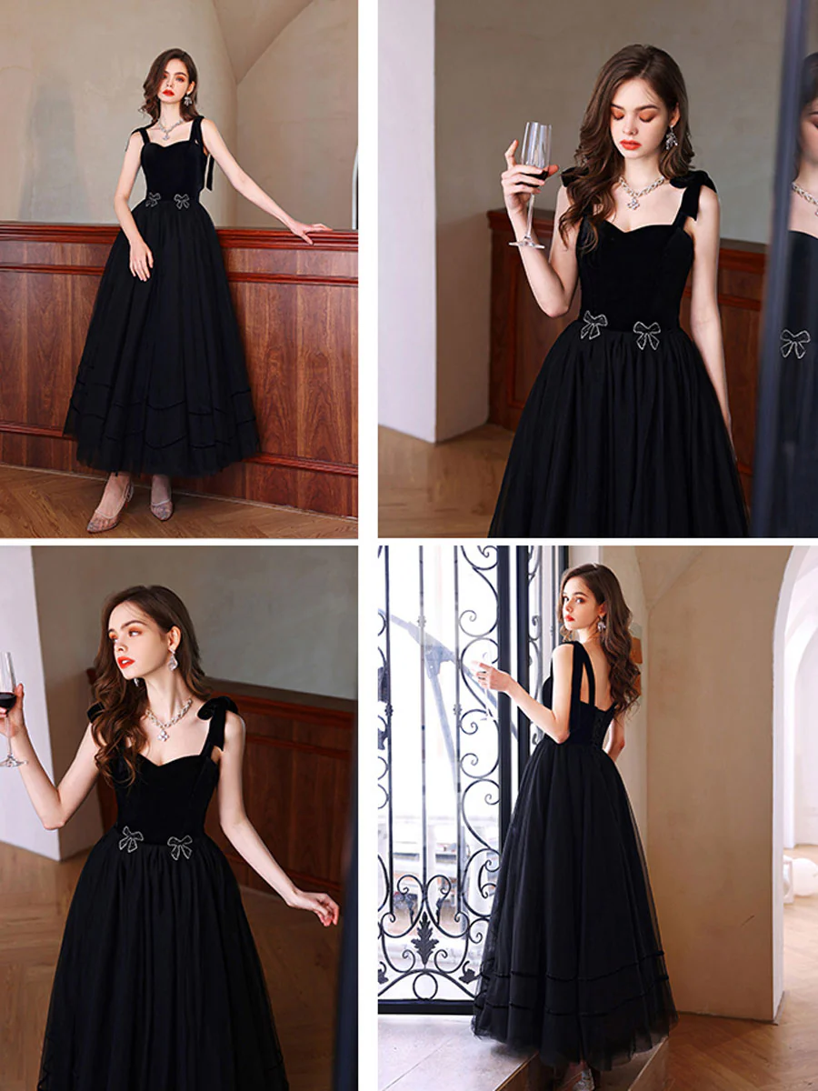 Black Sweetheart Tulle Long Prom Dress, Black Tulle Formal Graduation Dresses - Deanwangkt