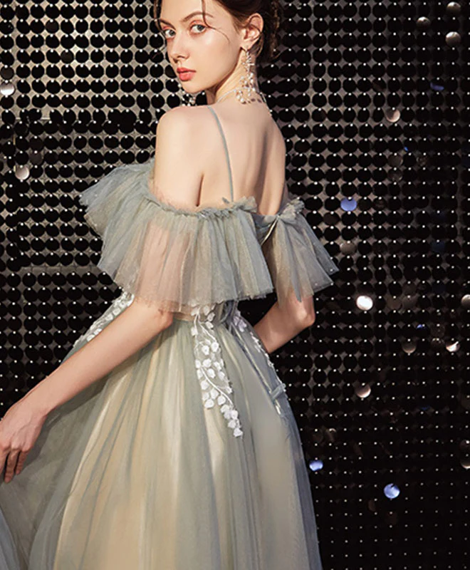 Light Green Tulle Lace Long Prom Dress Green Evening Dress - Deanwangkt