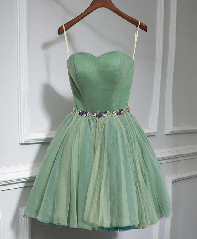 Cute Sweet Neck Short Prom Dress, Green Homecoming Dresses - Deanwangkt
