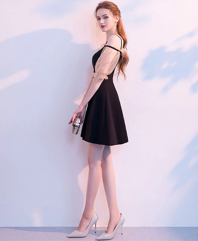 Simple Black Short Prom Dress, Black Homecoming Dress - Deanwangkt
