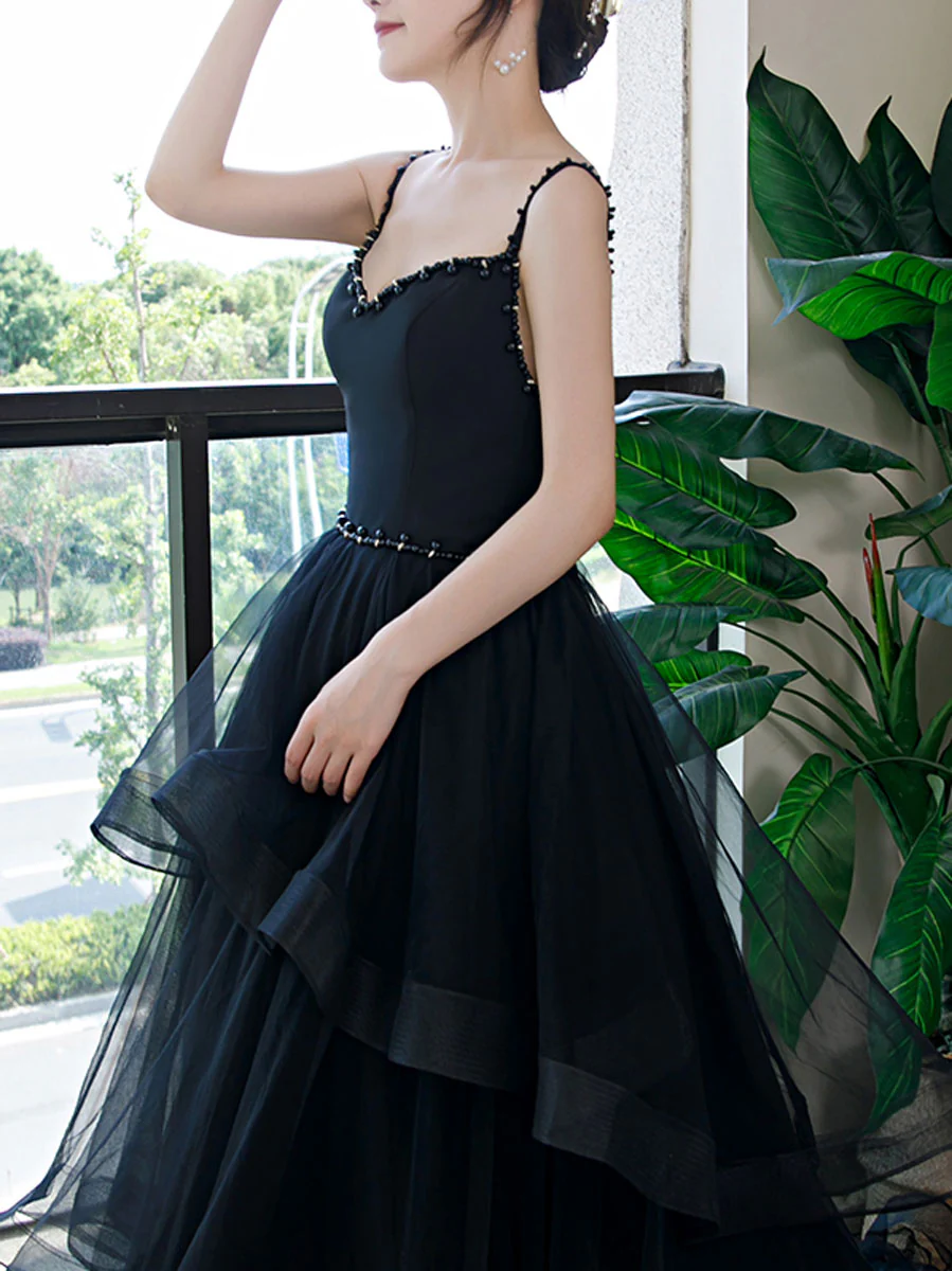 Elegant Black Long Prom Dress, Black Formal Graduation Evening Dresses - Deanwangkt