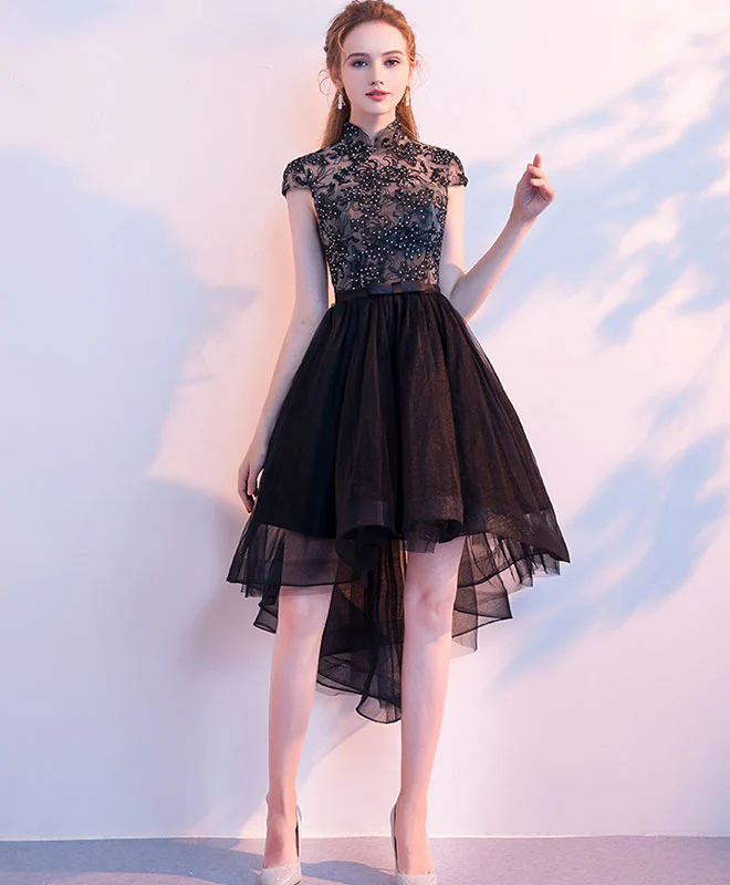 Cute Black Tulle Short Prom Dress, Black Homecoming Dress - Deanwangkt