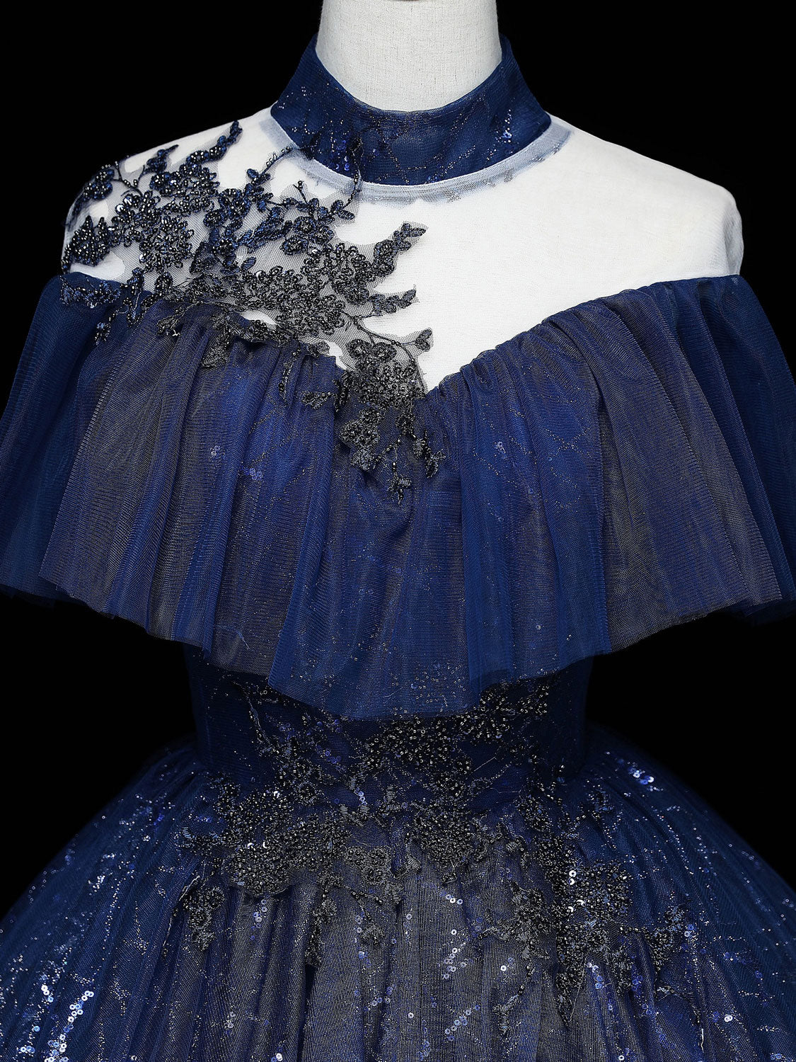 Dark Blue Long Prom Dress, Blue Tulle Formal Gown Graduation Dresses - Deanwangkt