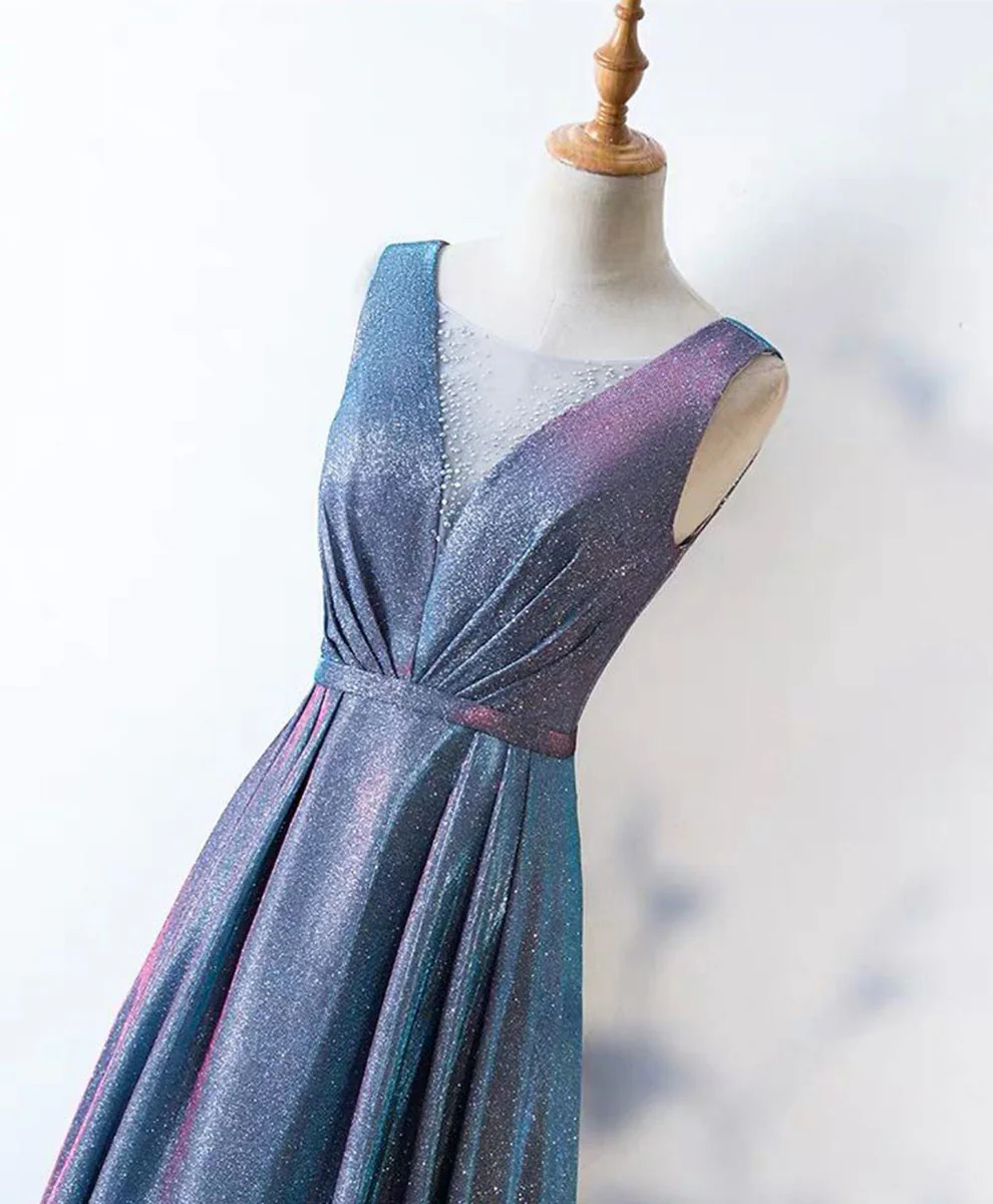 Unique Blue Sequin Long Prom Dress Blue Formal Dress - Deanwangkt