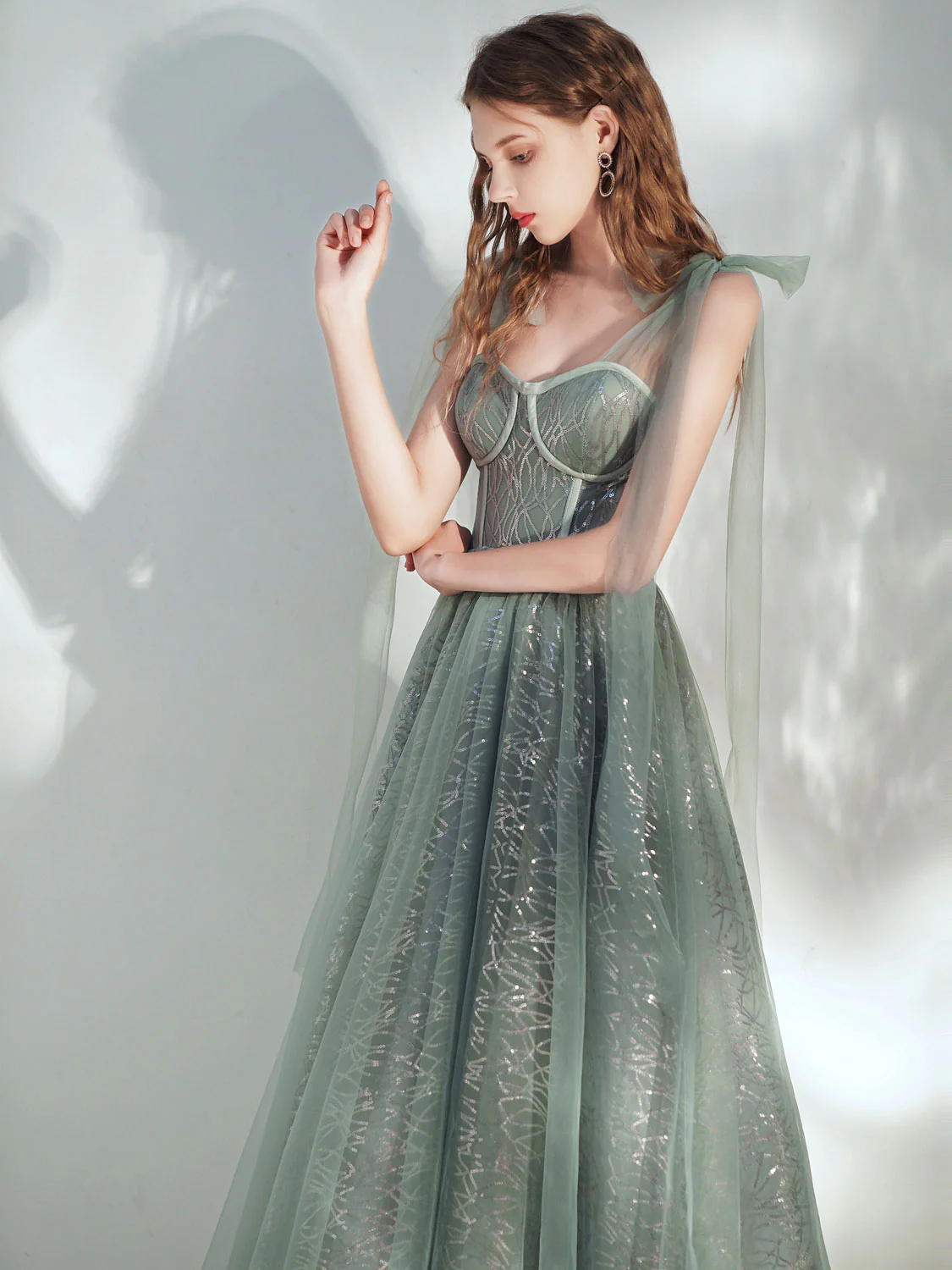 A -line Tulle Lace Tea Length Green Prom Dress, Formal Aline Green Homecoming Dresses - Deanwangkt