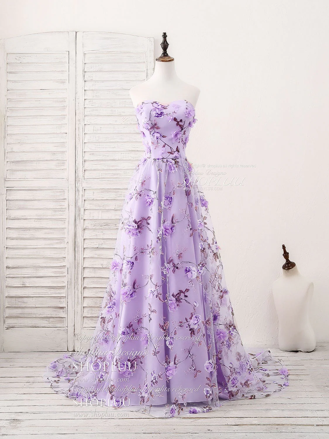 Pink Sweetheart Neck Tulle 3D Applique Long Prom Dress, Pink Evening Dress - Deanwangkt