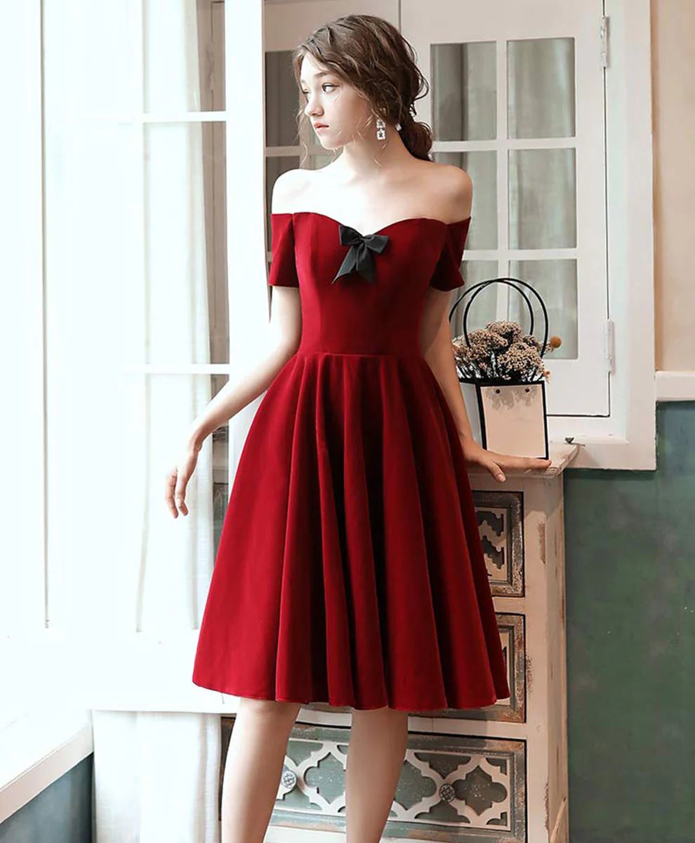 Simple Burgundy Short Prom Dress Burgundy Homecoming Dress - Deanwangkt