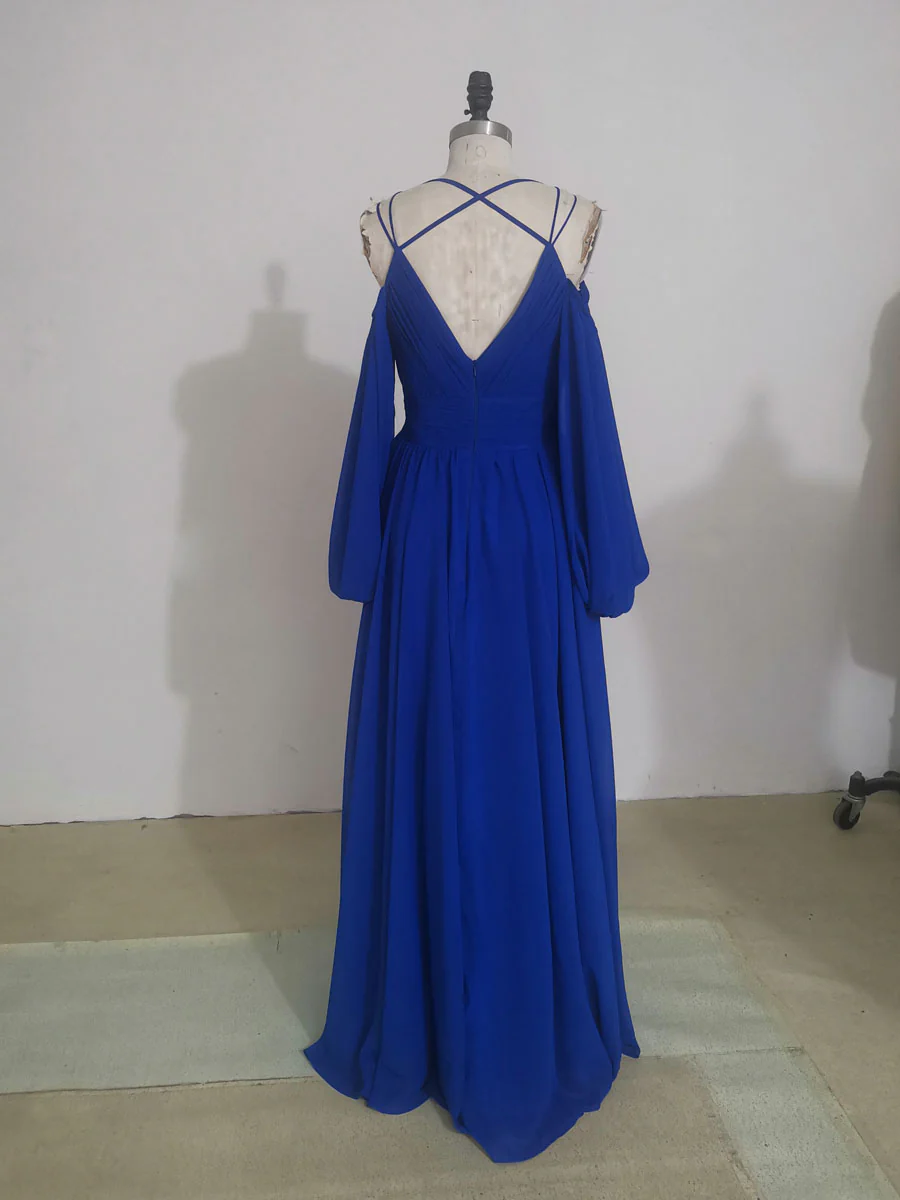 Simple A line Green Chiffon Long Prom Dress, Green Bridesmaid Dress - Deanwangkt