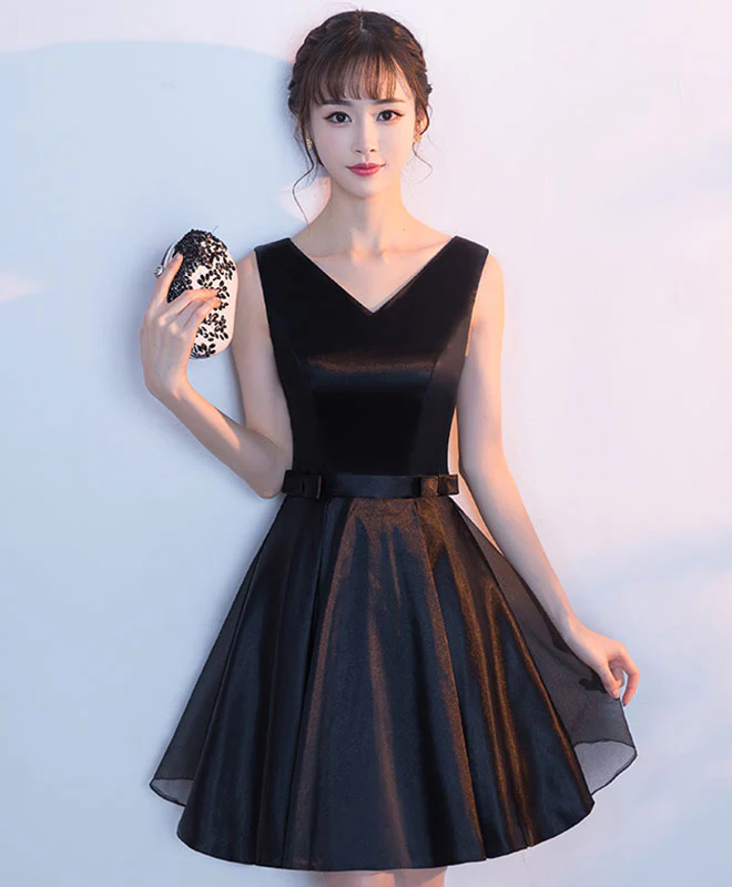 Simple Black Short Prom Dress, Black Homecoming Dress - Deanwangkt