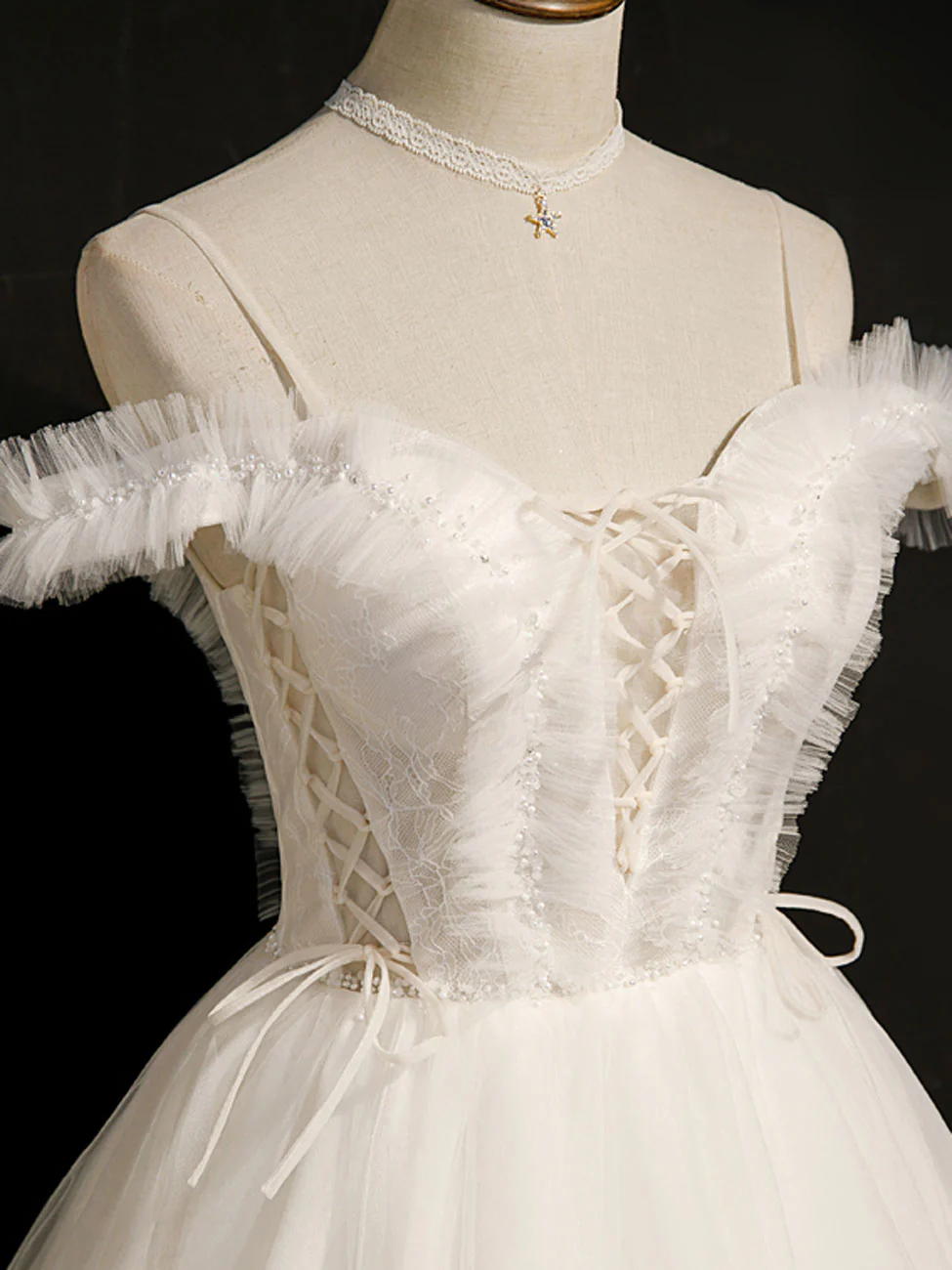 White Short Prom Dresses, Off Shoulder White Puffy Homecoming Dresses - Deanwangkt