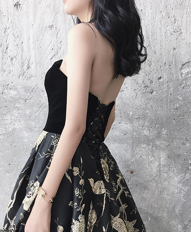 Elegant Black Sweetheart Long Prom Dress, Black Evening Dress - Deanwangkt