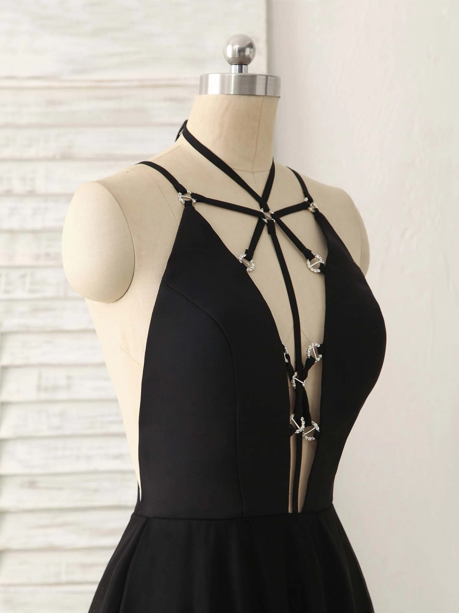 Black Tulle Backless Long Prom Dress, Black Evening Dress - Deanwangkt