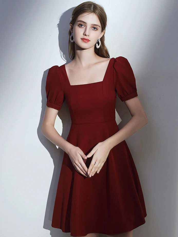 Simple Burgundy Short Prom Dress Burgundy Homecoming Dress - Deanwangkt
