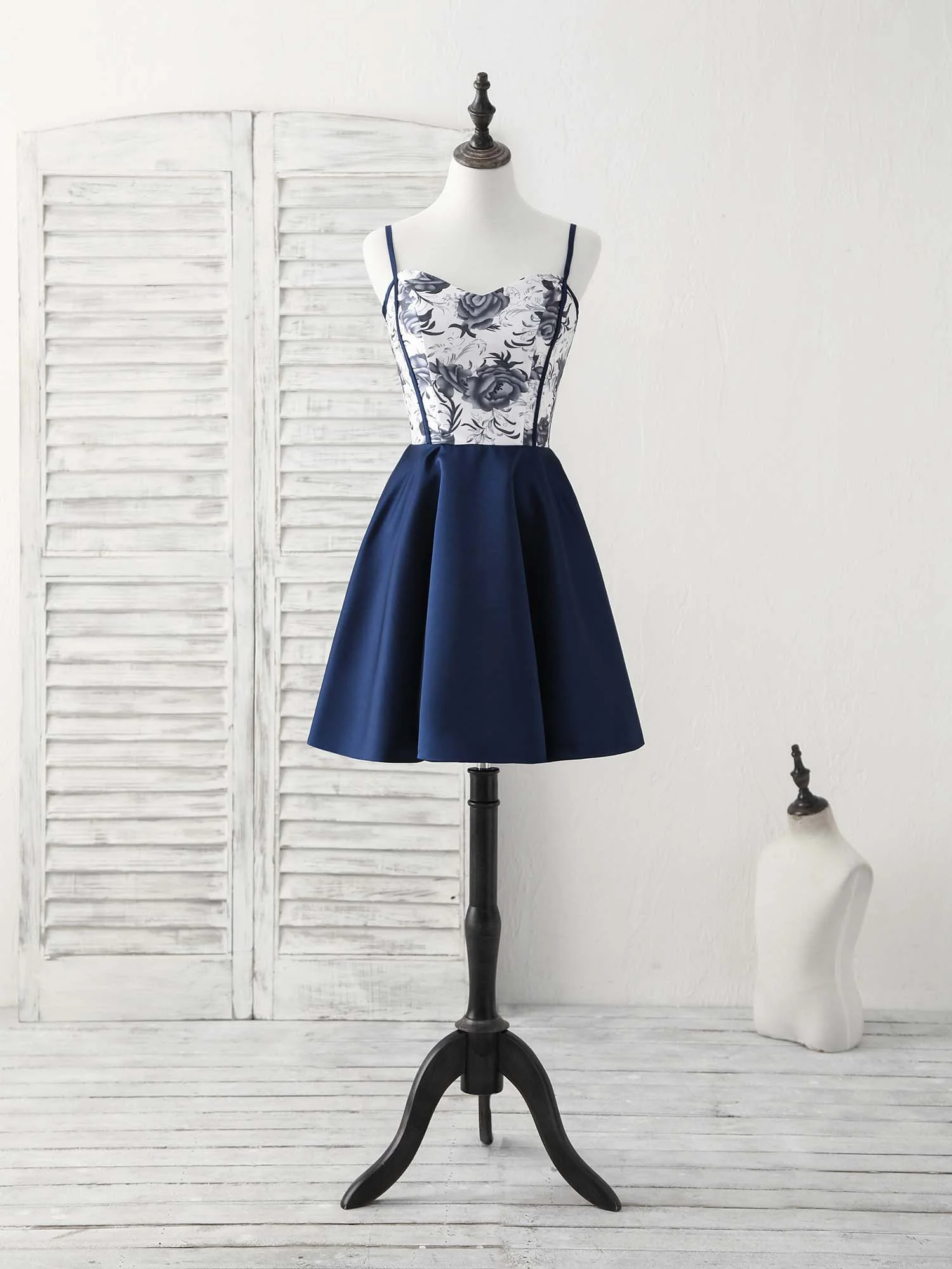 Simple Sweetheart Dark Blue Short Prom Dress Blue Homecoming Dress - Deanwangkt