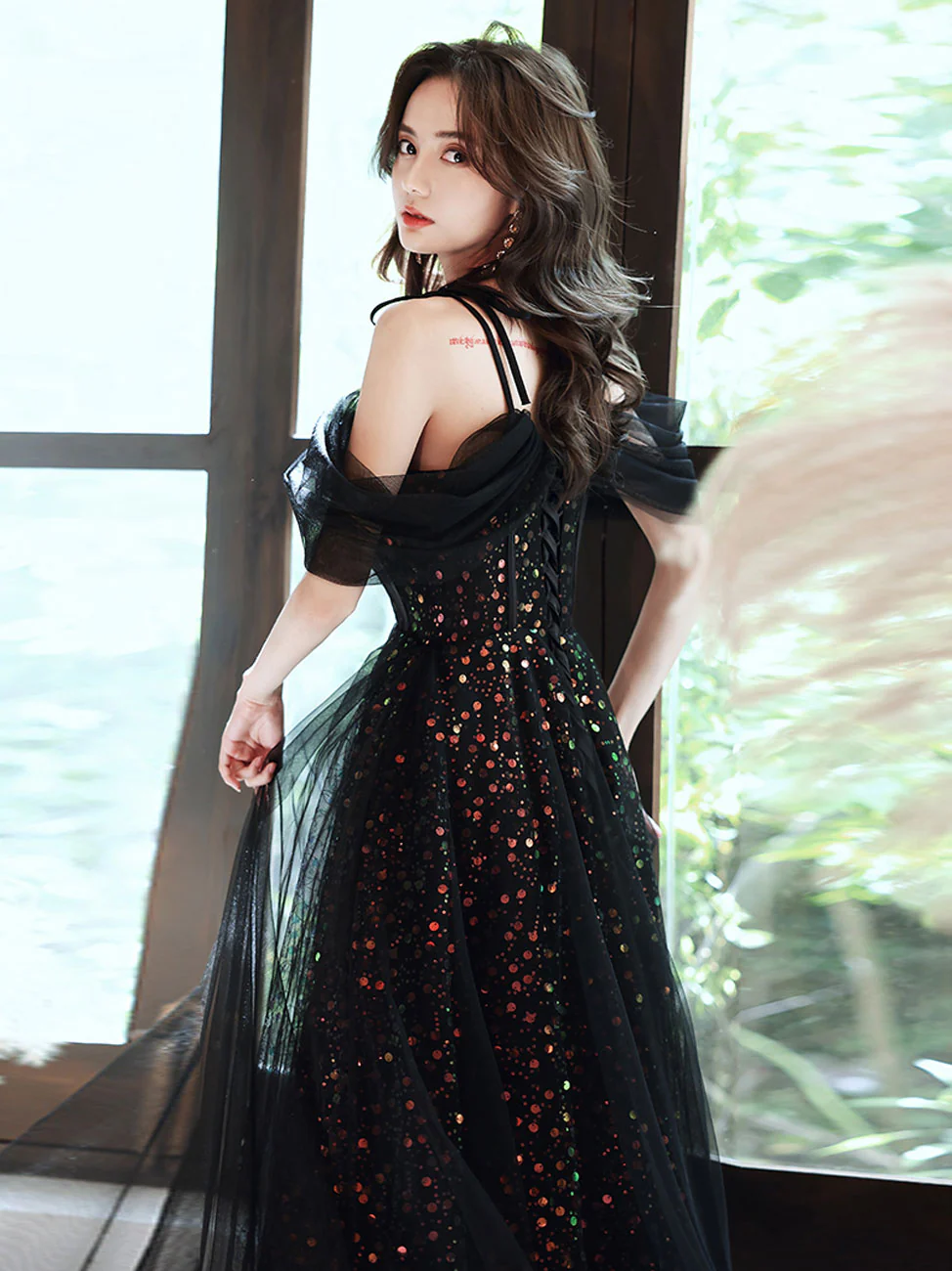 Black A-Line Long Prom Dresses, Black Formal Graduation Party Dress - Deanwangkt
