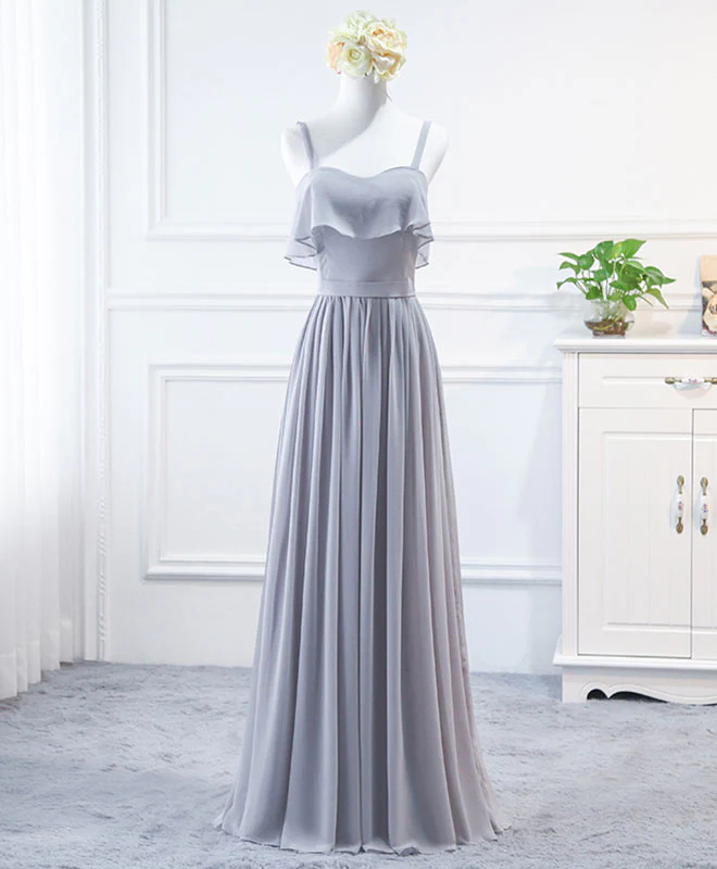 Simple Sweet Neck Chiffon Long Prom Dress, Bridesmaid Dress - Deanwangkt