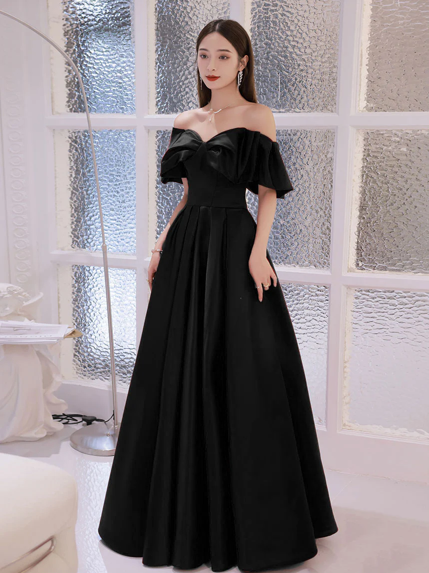 Simple Aline Burgundy Satin Long Prom Dress, Burgundy Evening Dress - Deanwangkt