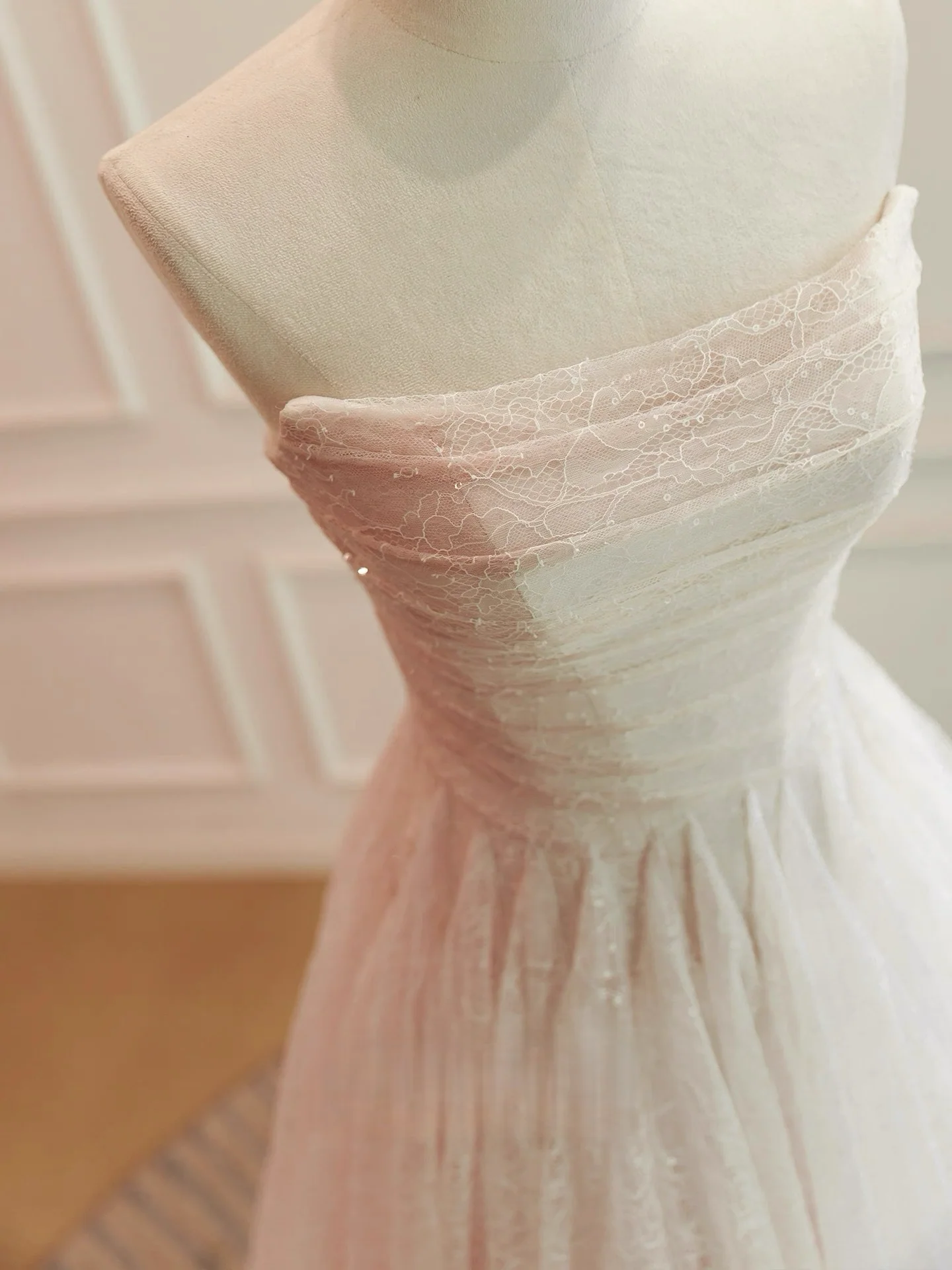 A-Line Tulle Lace Short Prom Dress, Light Champagne Homecoming Dress - Deanwangkt