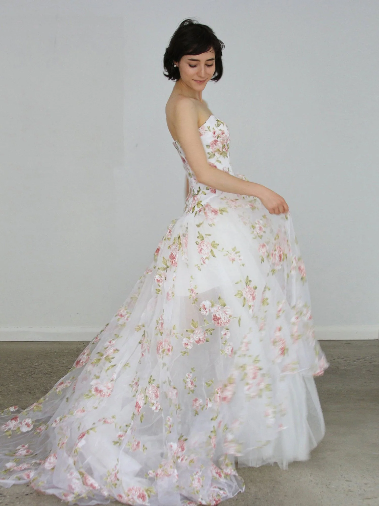 White Tulle High Low Long Prom Dress, White A line Evening Dress - Deanwangkt