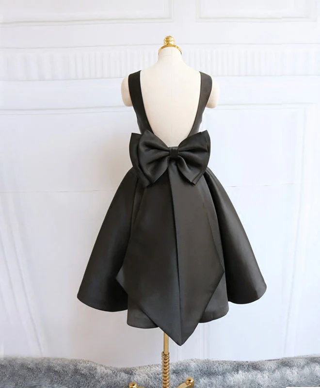 Cute A Line Satin Short Prom Dress With Bow,Evening Dress - Deanwangkt