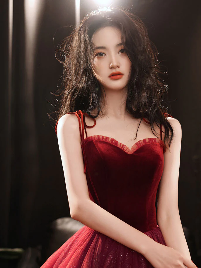 Burgundy sweetheart neck tulle short prom dress, burgundy puffy homecoming dress - Deanwangkt