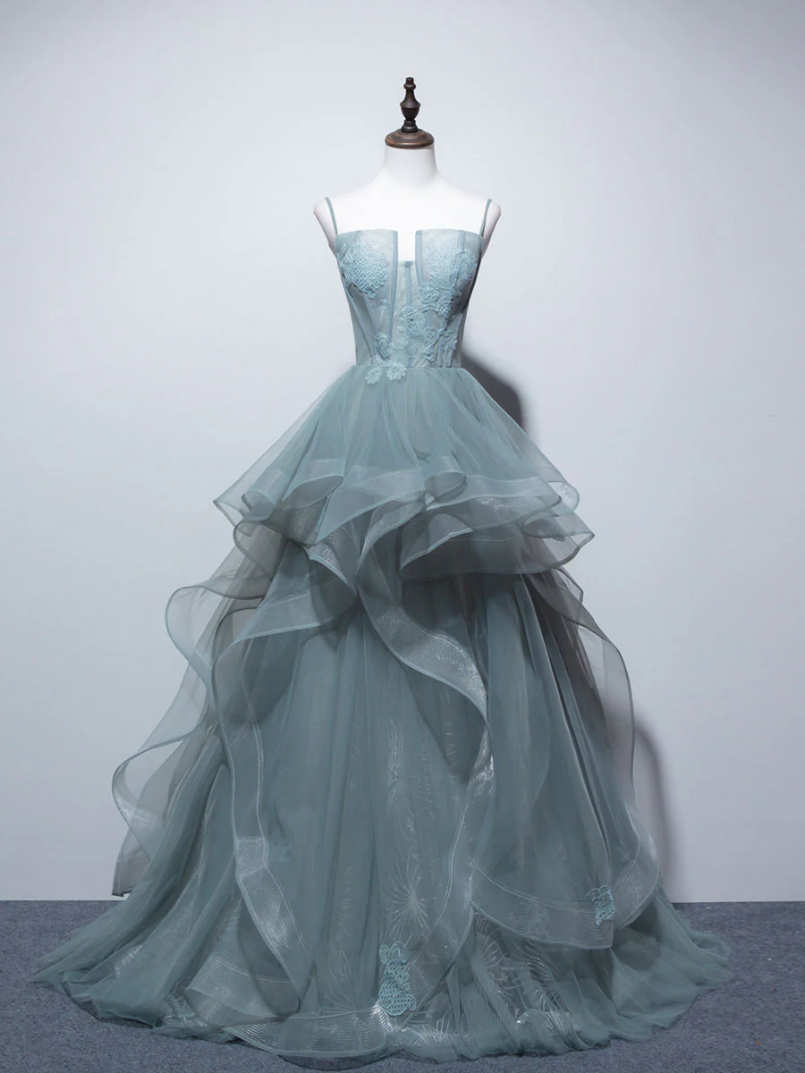 Green Long Prom Dresses, Green Formal Graduation Dresses With Lace - Deanwangkt