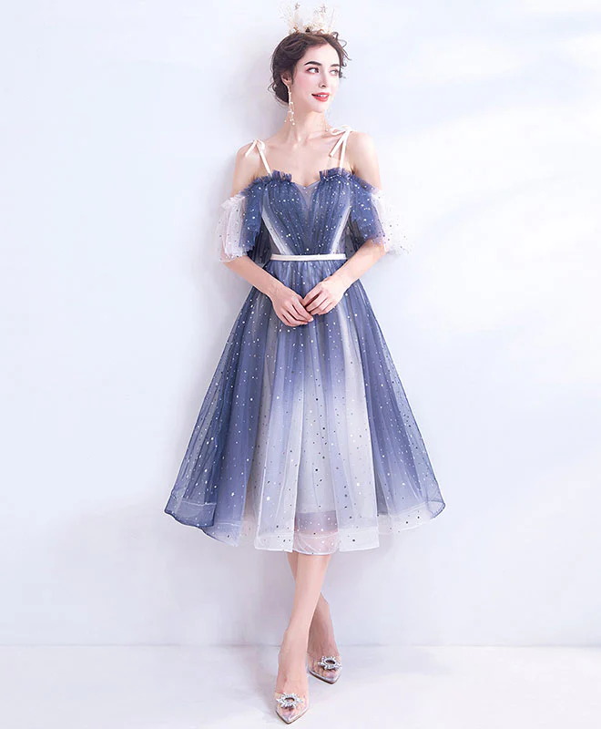 Blue Tulle Short Prom Dress Blue Tulle Homecoming Dress - Deanwangkt