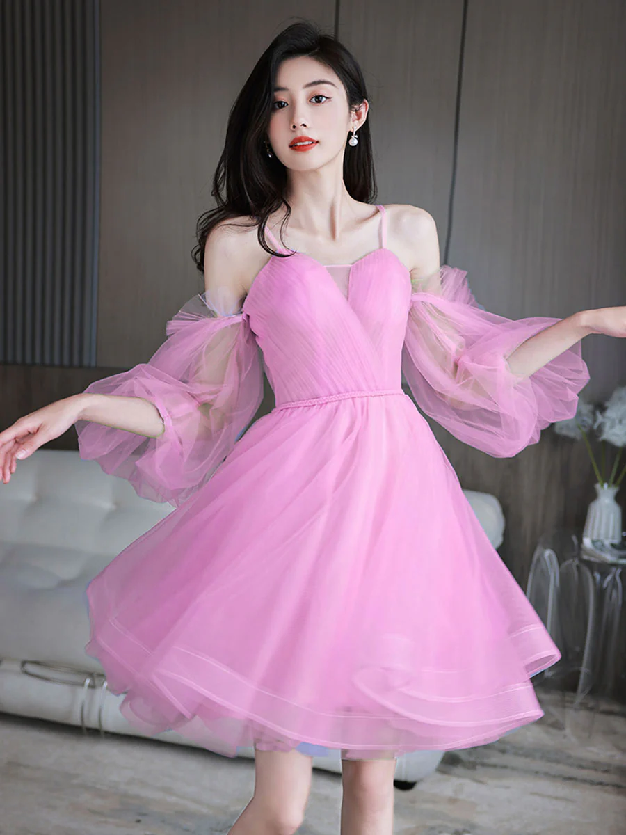 Cute Sweetheart Neck Tulle Short Prom Dress, Cute Puffy Homecoming Dress - Deanwangkt