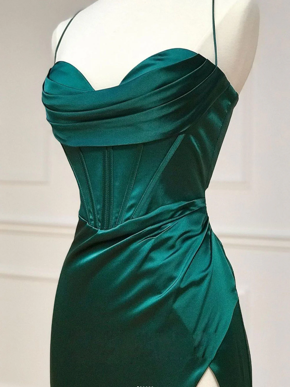 Green Sweetheart Neck Satin Long Prom Dress, Green Evening Dresses - Deanwangkt