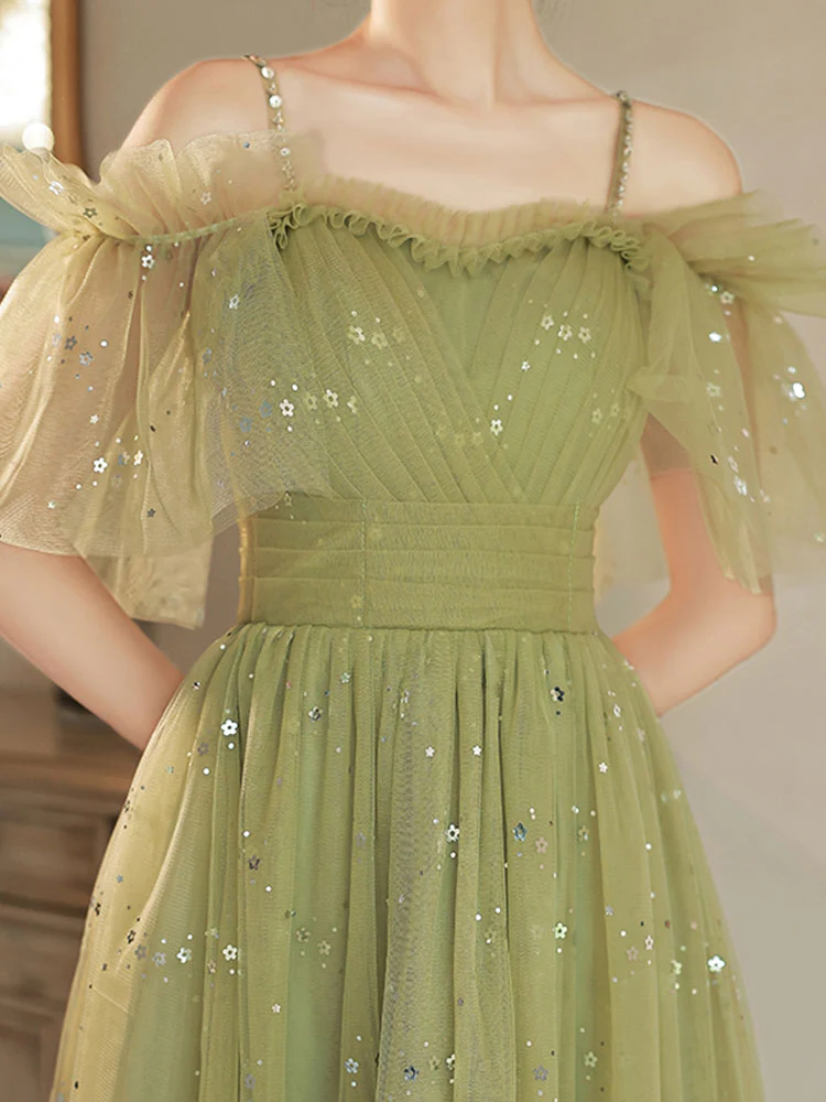 Simple Green Sweetheart Neck Tulle Short Prom Dress, Puffy Green Homecoming Dress - Deanwangkt