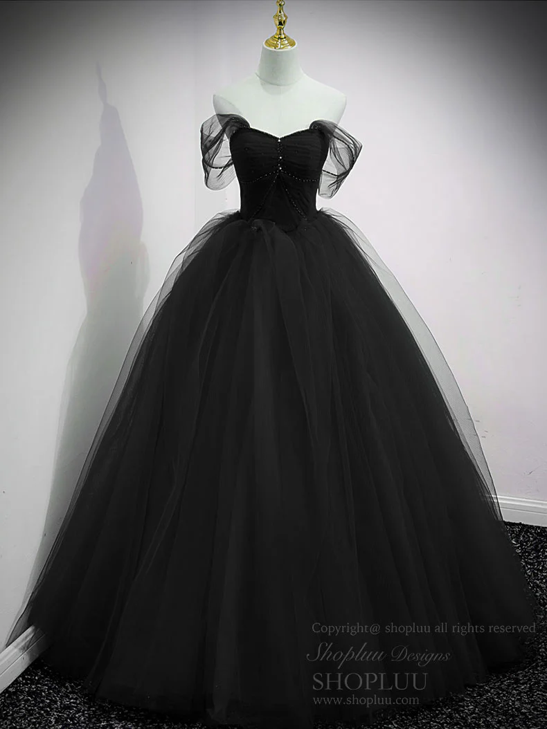 Unique Sweetheart Off Shoulder Lace Long Prom Dress, Tulle Formal Dresses - Deanwangkt