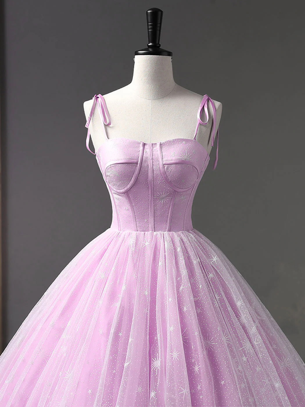 Pink A-Line Tulle Long Prom Dress, Pink Formal Sweet 16 Dress - Deanwangkt