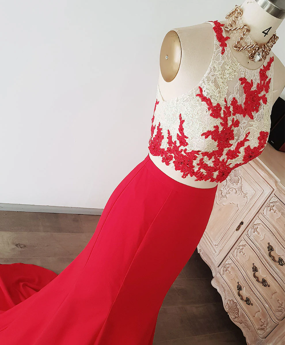 Red Mermaid Long Prom Dress, Red Formal Graduation Dress - Deanwangkt