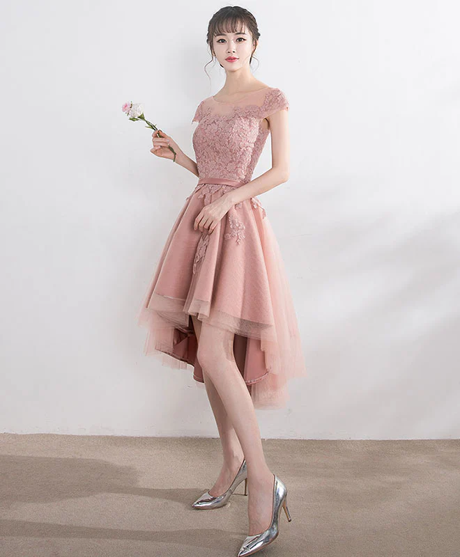 Cut Lace Tulle Short Prom Dress, High Low Evening Dress - Deanwangkt