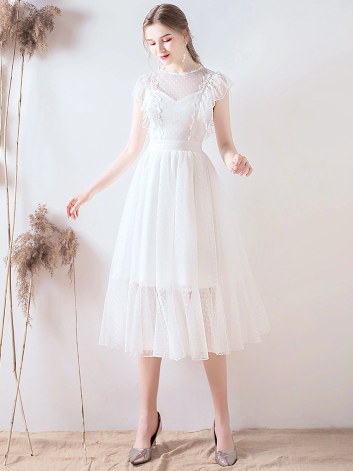 White Tulle Short Prom Dress, Tulle Lace Short Bridesmaid Dresses - Deanwangkt