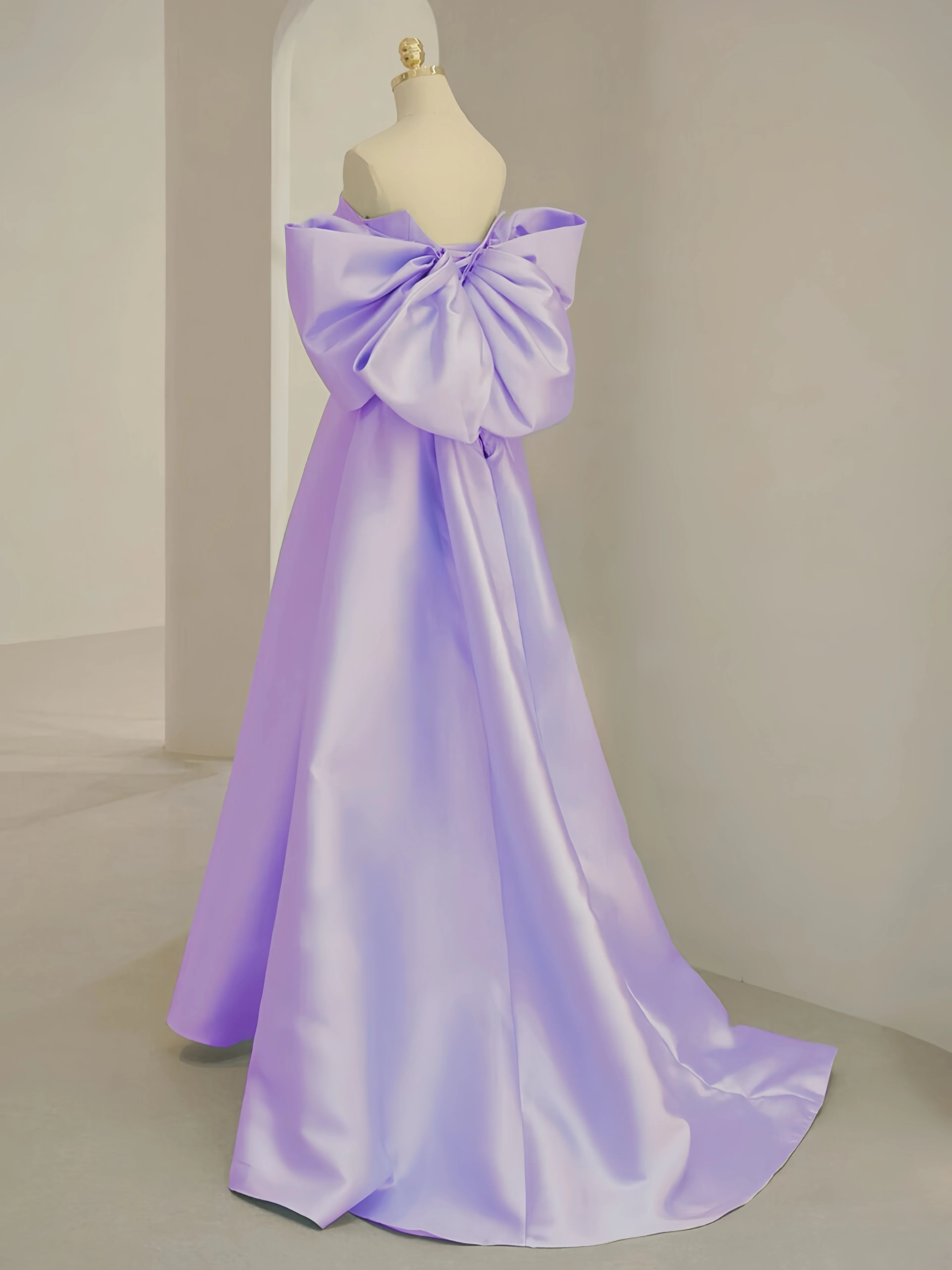 A-Line Sweetheart Neck Satin Purple Long Prom Dress, Purple Evening Dress - Deanwangkt