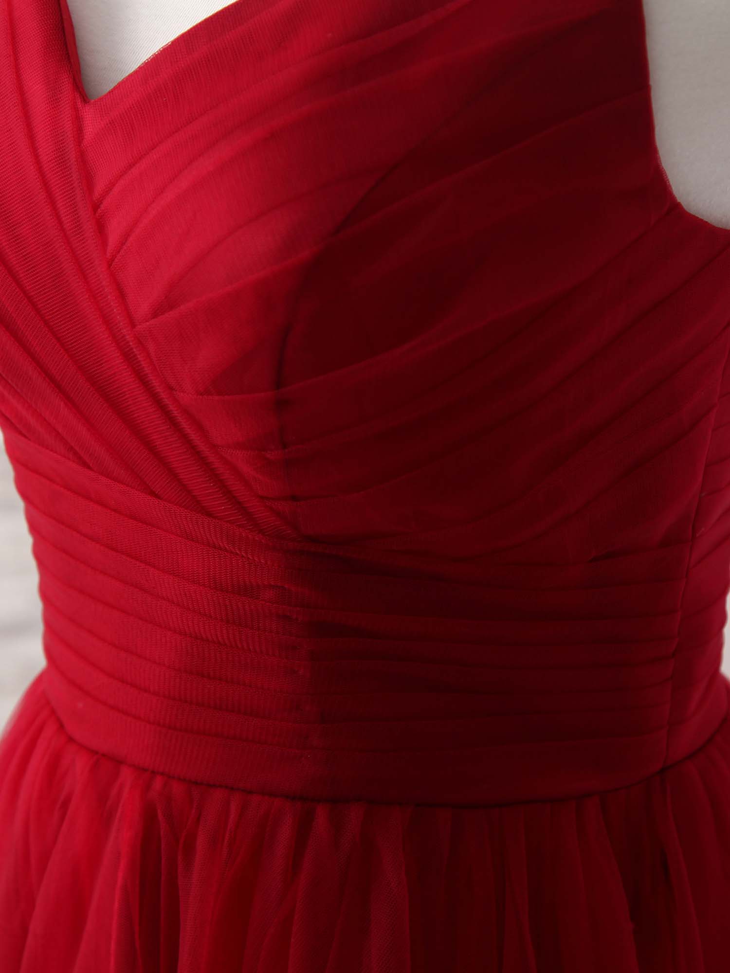 Burgundy Sweetheart Neck Tulle High Low Prom Dress, Burgundy Formal Dress - Deanwangkt