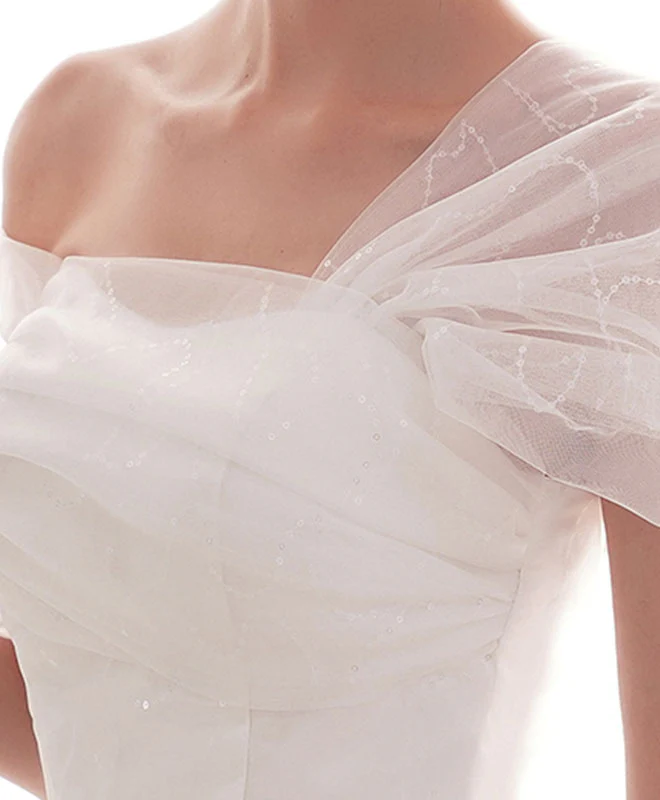 Elegant  White Tulle Long Prom Dress White Tulle Evening Dress - Deanwangkt