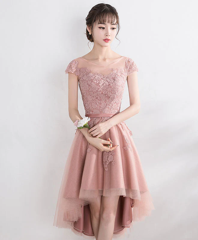 Cut Lace Tulle Short Prom Dress, High Low Evening Dress - Deanwangkt